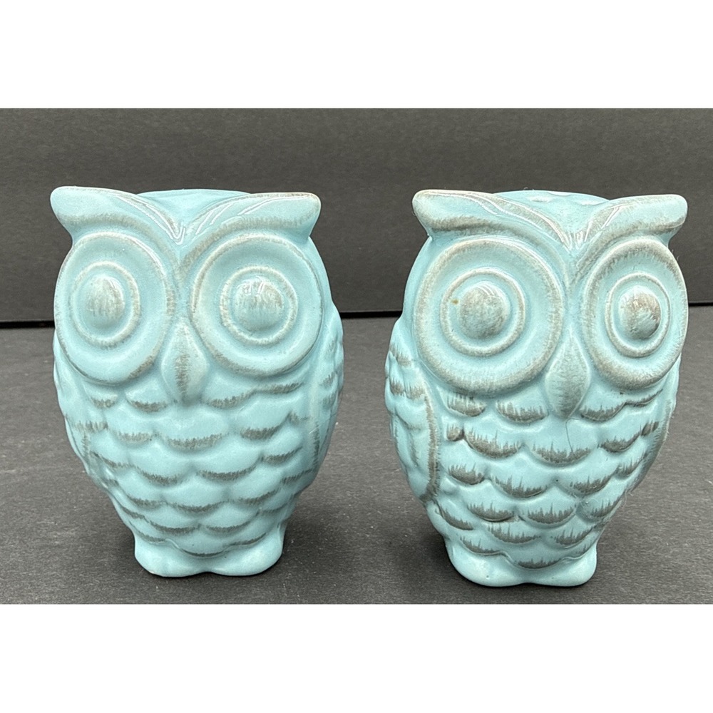 Vtg? Blue Teal Owl‎ Salt & Pepper Shakers